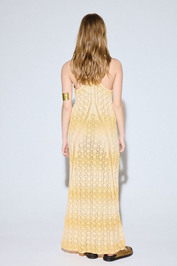 Slowlove Vestido punto calado halter Amarillo