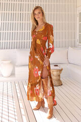 Jaase Vestido maxi Sabrina estampado Camel