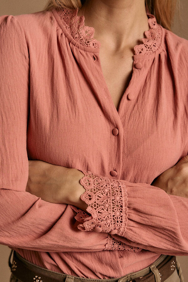 Pol&iacute;n Et Moi Camisa cuello bordado Luzma Rosa