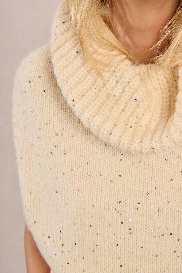 Molly Bracken Jersey de manga sisa cuello alto Marfil