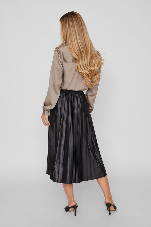 Vila Falda midi plisada Negro