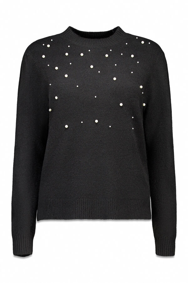 Cortefiel Jersey punto perlas Preto