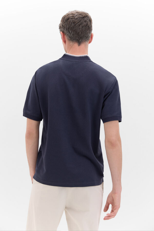 Cortefiel Polo cuello bomber Azul marino