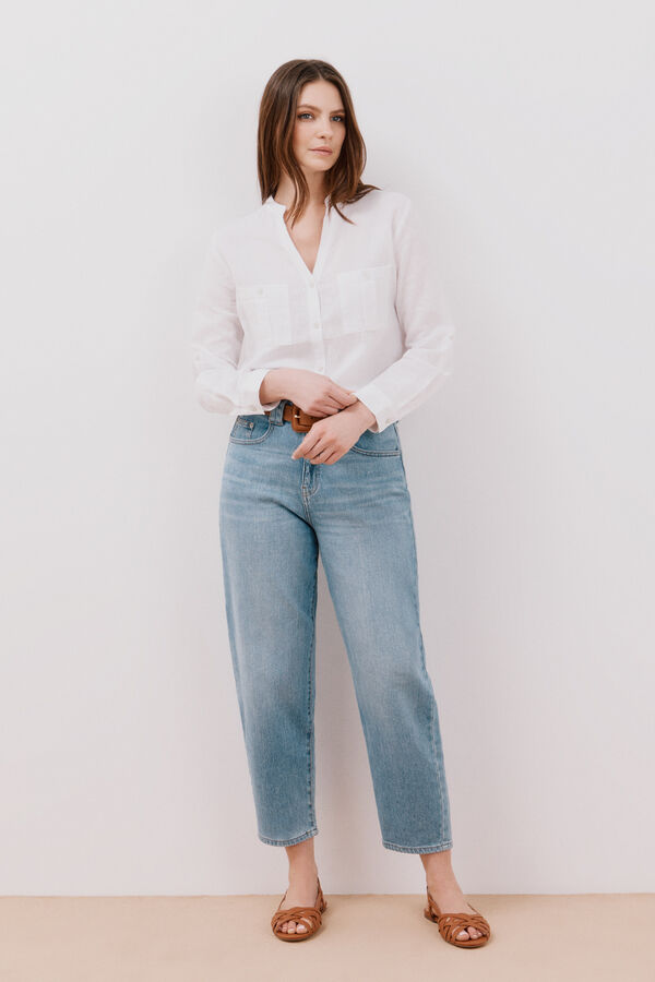 Cortefiel Camisa de linho Branco