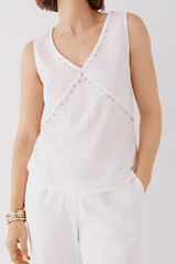 Cortefiel Top pedrer&iacute;a Blanco