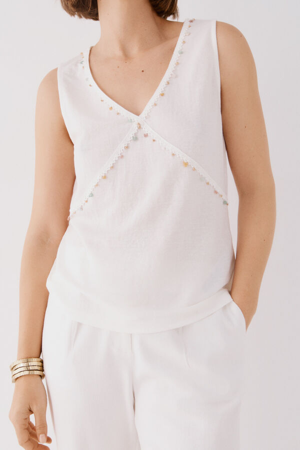 Cortefiel Top pedrer&iacute;a Blanco