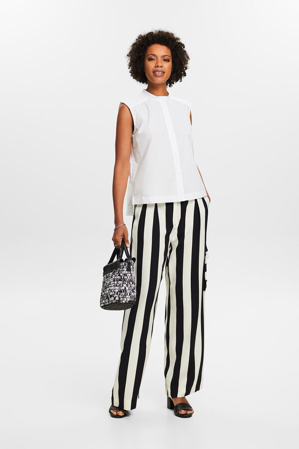 Esprit Blusa popel&iacute;n cuello mao sin mangas Blanco