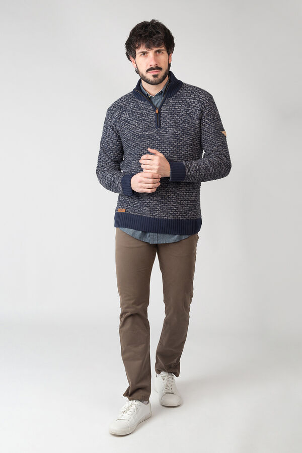 Privata Jersey b&aacute;sico de punto cuello cremallera Azul