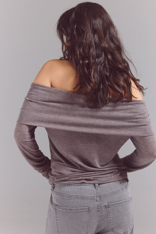 Slowlove Top sem ombros Castanho