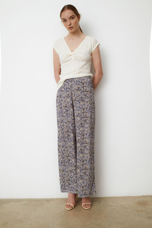 Vila Pantalones anchos de punto Azul