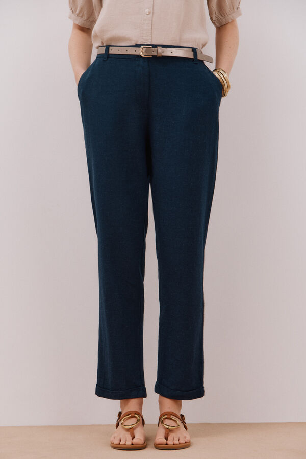 Cortefiel Cal&ccedil;as de linho Azul