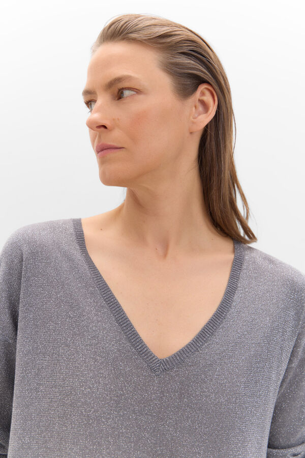 Cortefiel Jersey punto metalizado Gris