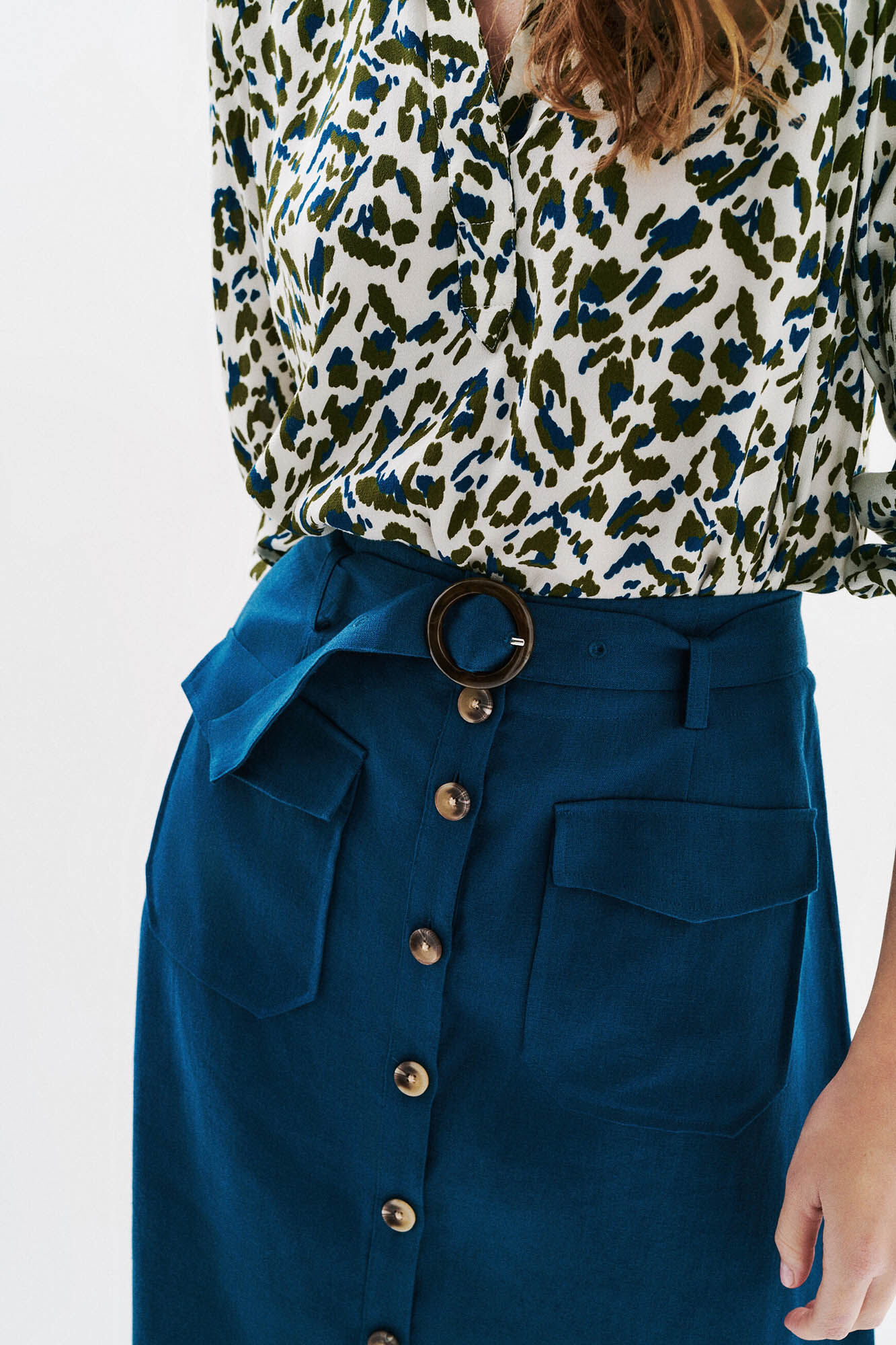 Caroll Falda larga botones 100% lino