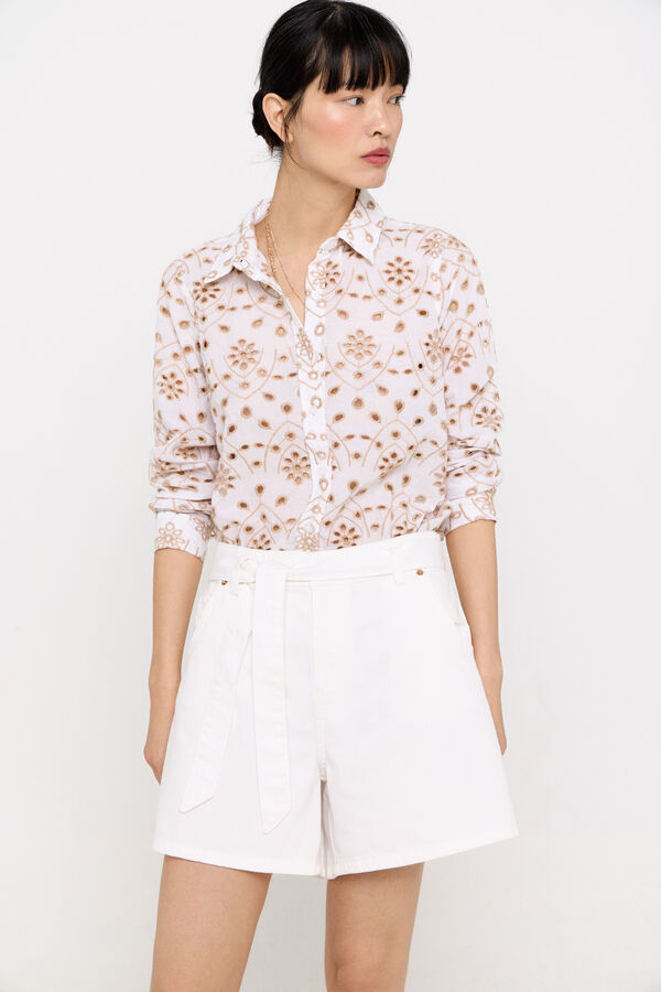 Cortefiel Short vaquero lazo Blanco