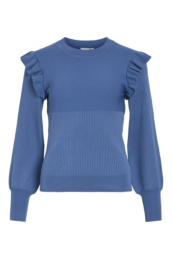 Vila Camisola de malha com folhos Azul