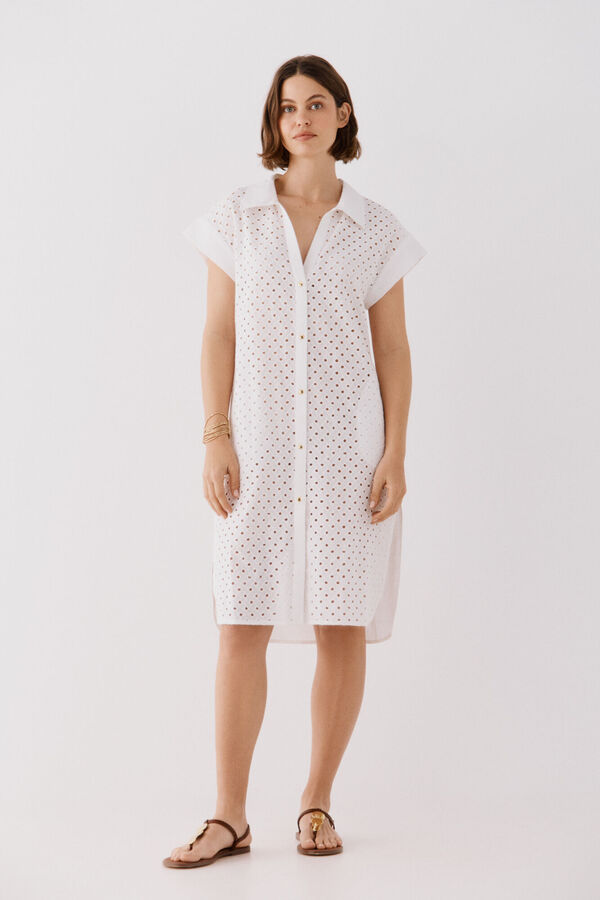 Cortefiel Caft&aacute;n camisa largo Blanco