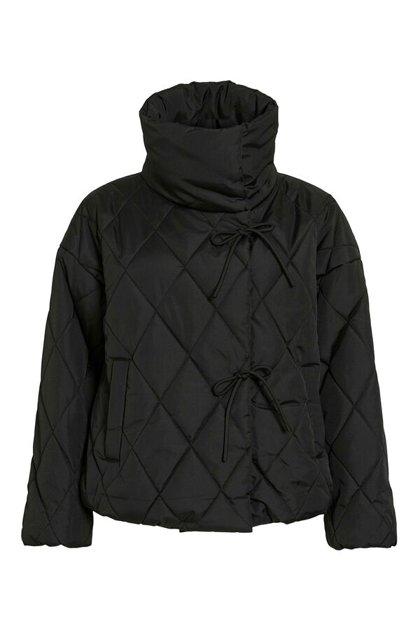 Vila Abrigo acolchado cuello chimenea Negro