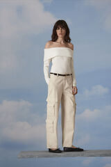 Selected Femme Top de manga comprida e ombros descobertos confecionado com viscose Ecovero.  Branco