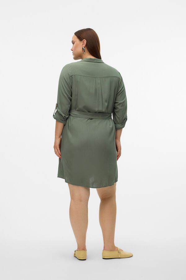 Vero Moda Curve Vestido curto camiseiro cintura subida Verde