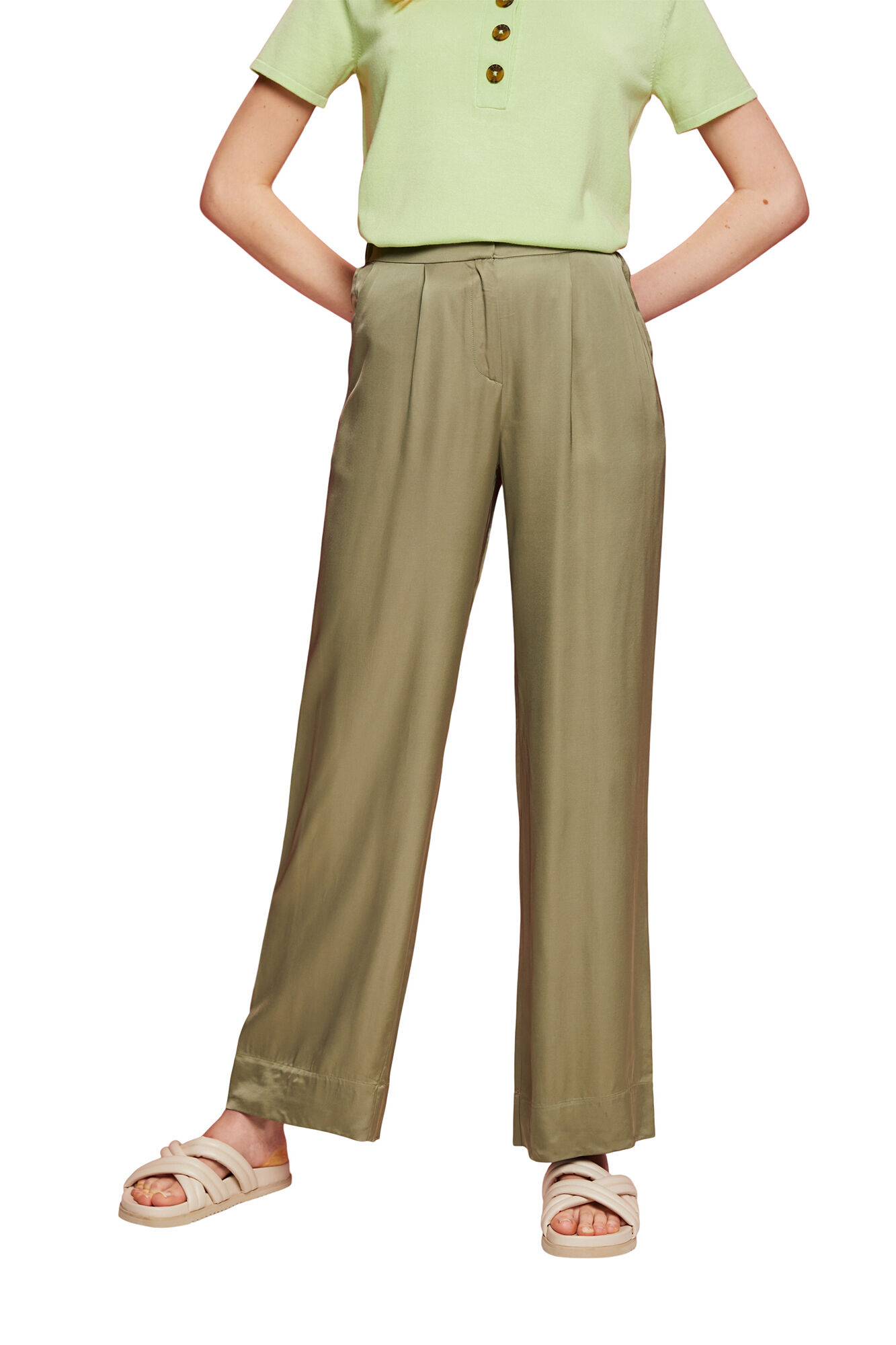 Esprit Cal&ccedil;as largas acetinadas viscose