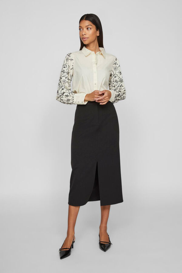 Vila Falda midi con apertura delantera Negro