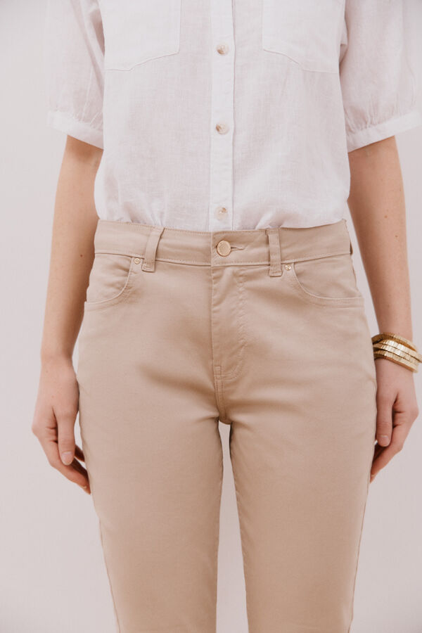 Cortefiel Cal&ccedil;a skinny cropped colorida Castanho