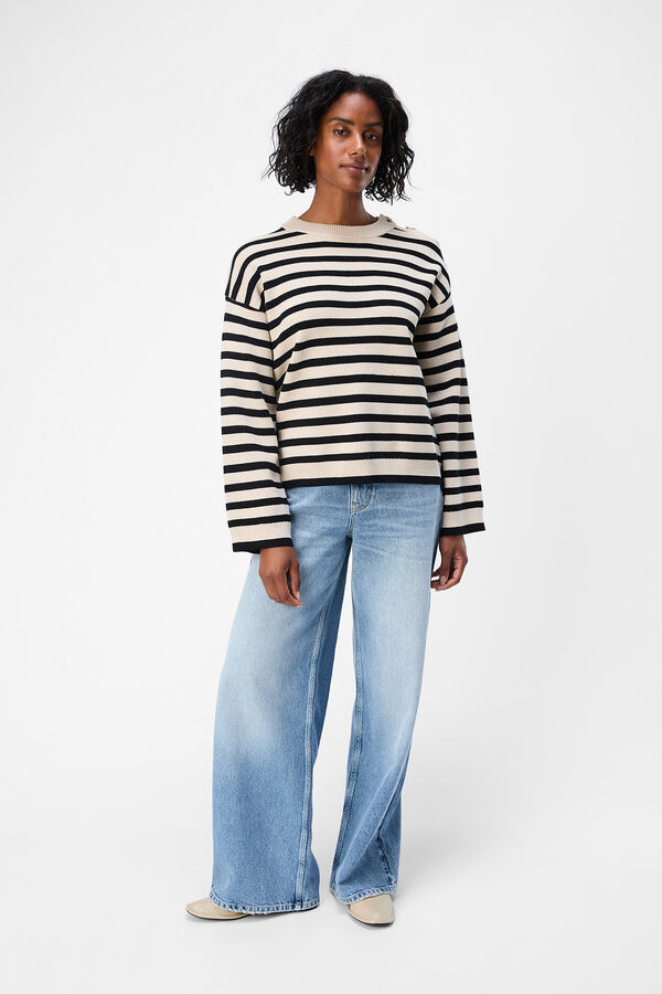 Object Camisola riscas botões Cinzento