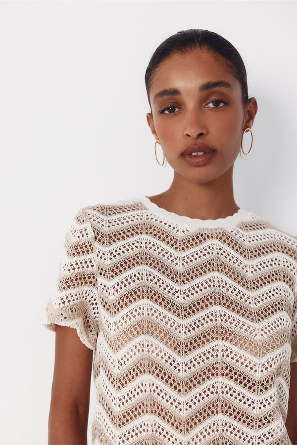 Cortefiel Crochet superior em zigue-zague Ecru
