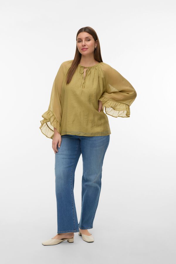 Vero Moda Curve Top manga volante talla grande Verde