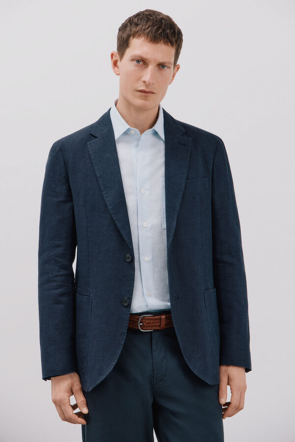 Cortefiel Blazer de linho Azul