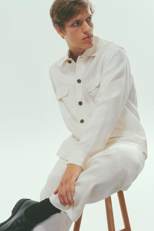 Selected Sobrecamisa de lino Blanco