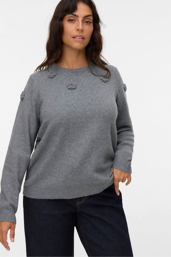 Vero Moda Curve Jersey de punto cuello redondo Curve Gris