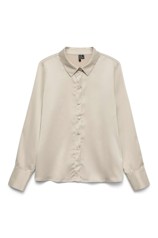 Vero Moda Camisa de cetim lisa Tostado