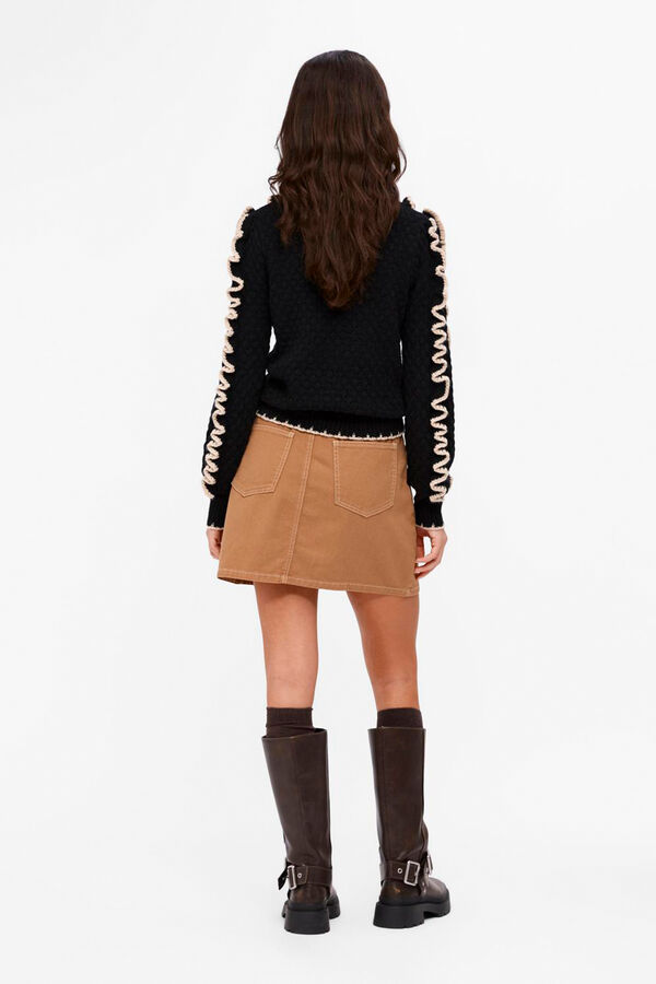 Object Jersey volantes a contraste Negro