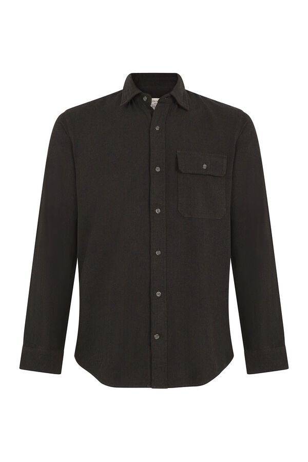 Cortefiel Camisa lisa de flanela Verde