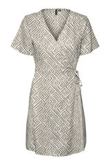 Vero Moda Vestido corto cruzado cuello pico Castanho