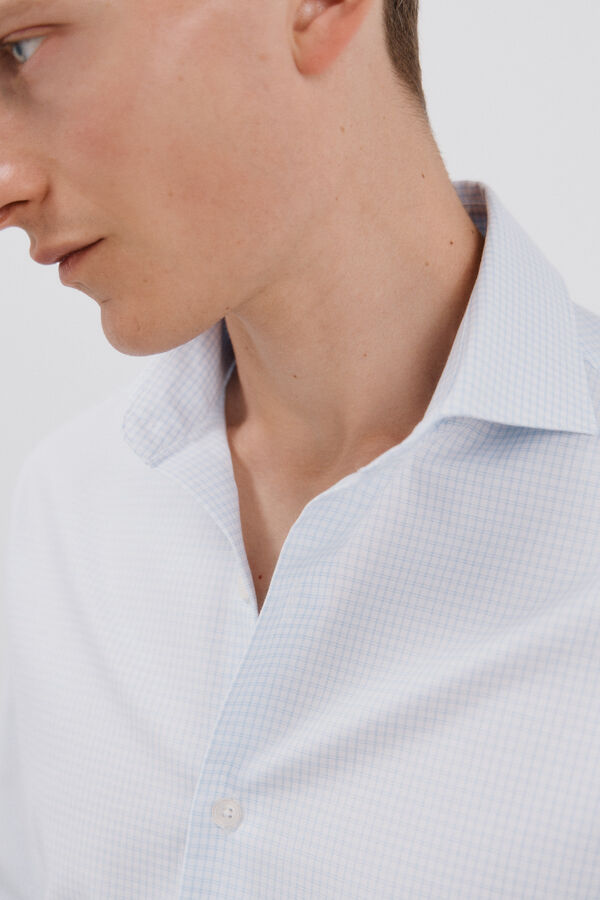 Cortefiel Camisa vestir cuadros f&aacute;cil plancha Azul