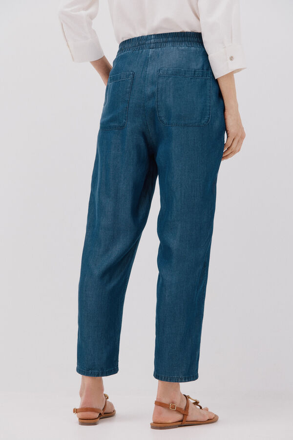 Cortefiel Pantalones fluidos tencel Azul