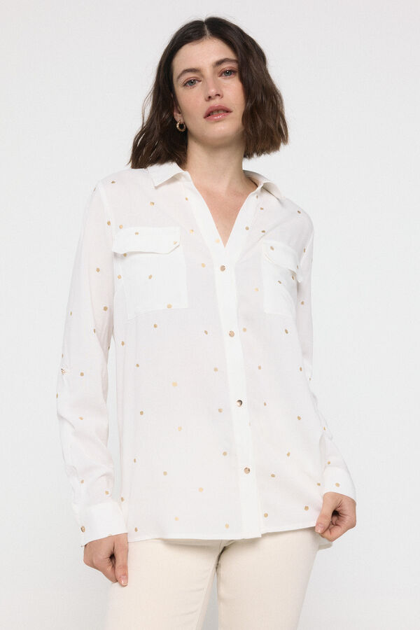 Vero Moda Camisa de manga larga con detalle lurex Blanco