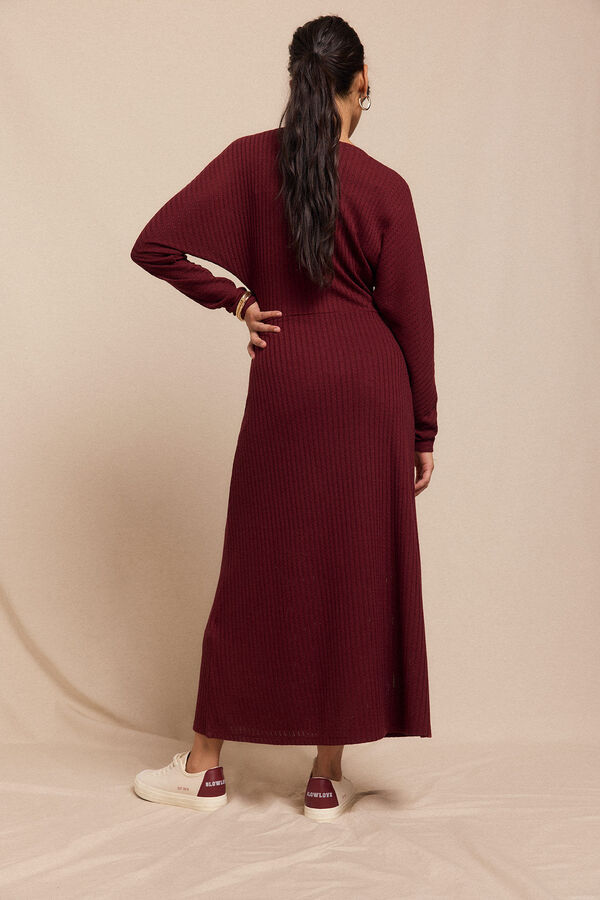 Slowlove Vestido estructura manga murci&eacute;lago Granate