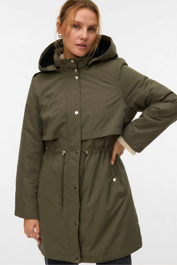 Vero Moda Parka con botones plateados Verde