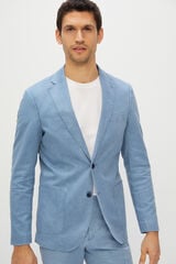 Cortefiel Americana traje algodón lino slim fit Azul