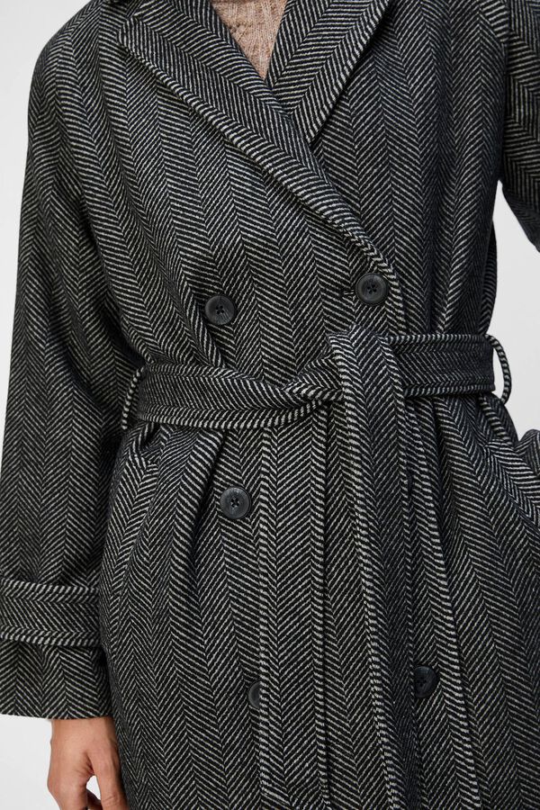 Object Sobretudo longo de pano Cinzento