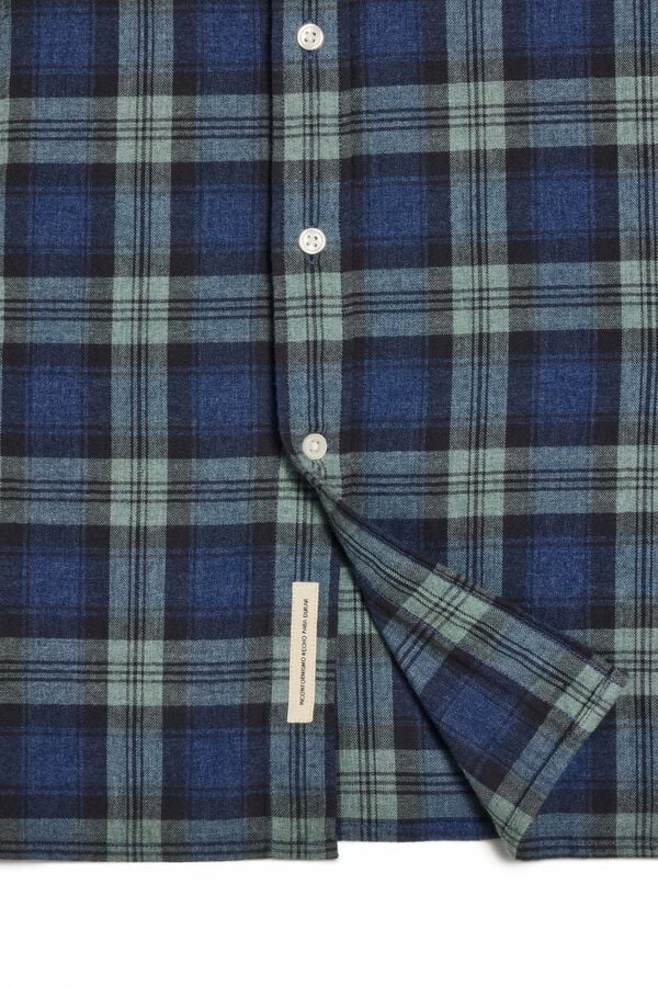 OOTO Camisa cuadro tartán manga larga Estampado verde