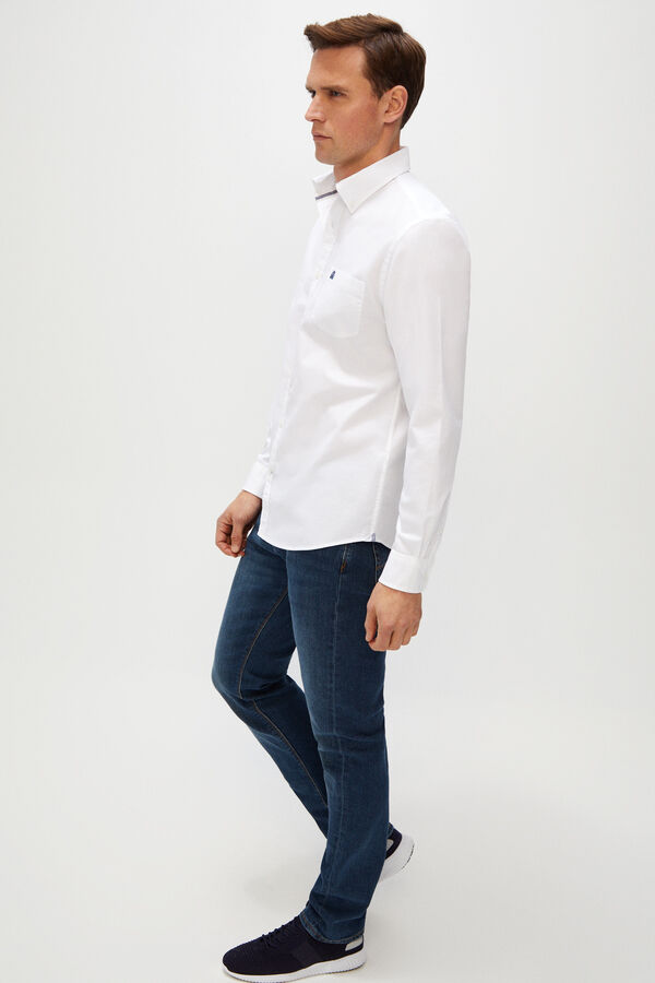 Cortefiel Camisa lisa algodón orgánico Oxford Blanco