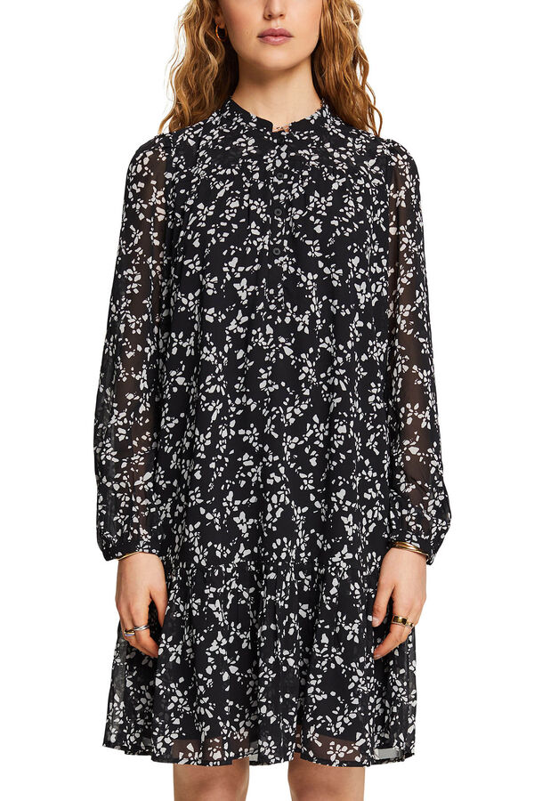 Esprit Vestido curto sustentável estampado floral Preto