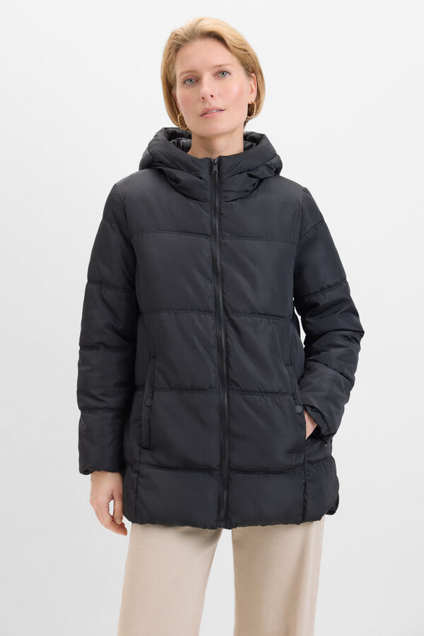 Cortefiel Anorak corto capucha Negro