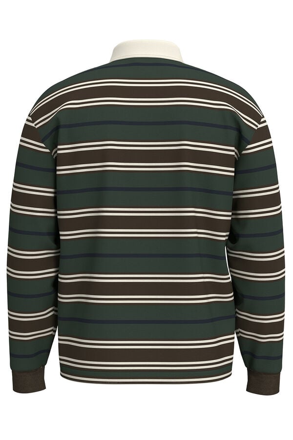 Selected Polo estilo rugby feita de 100% algod&atilde;o org&acirc;nico. Verde