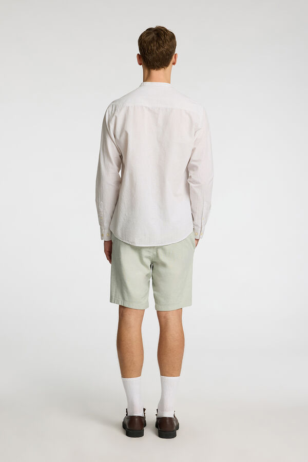 Selected Camisa de lino cuello mao Gris