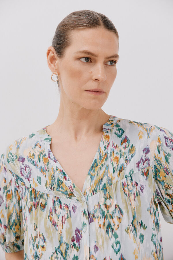 Cortefiel Blusa de manga curta Verde